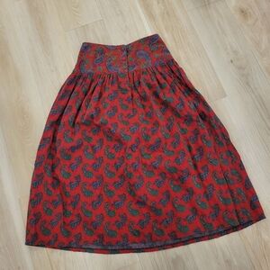 Paisley Red and Blue Women's Vintage Maxi Skirt Approx Size 8